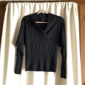 Banana Republic charcoal gray dolman sleeve v-neck sweater cotton modal blend
